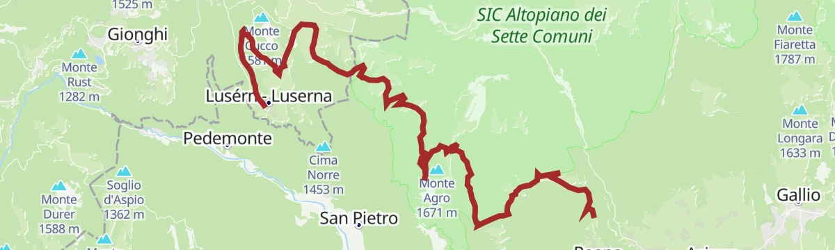Route map: Cycle path Luserna-Roana